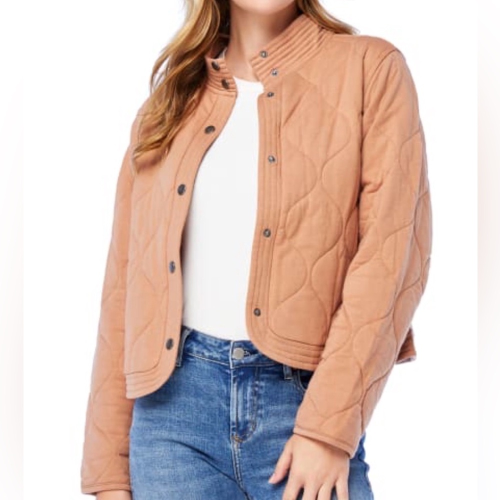 Z Supply Quilted Bomber Jacket in Tan